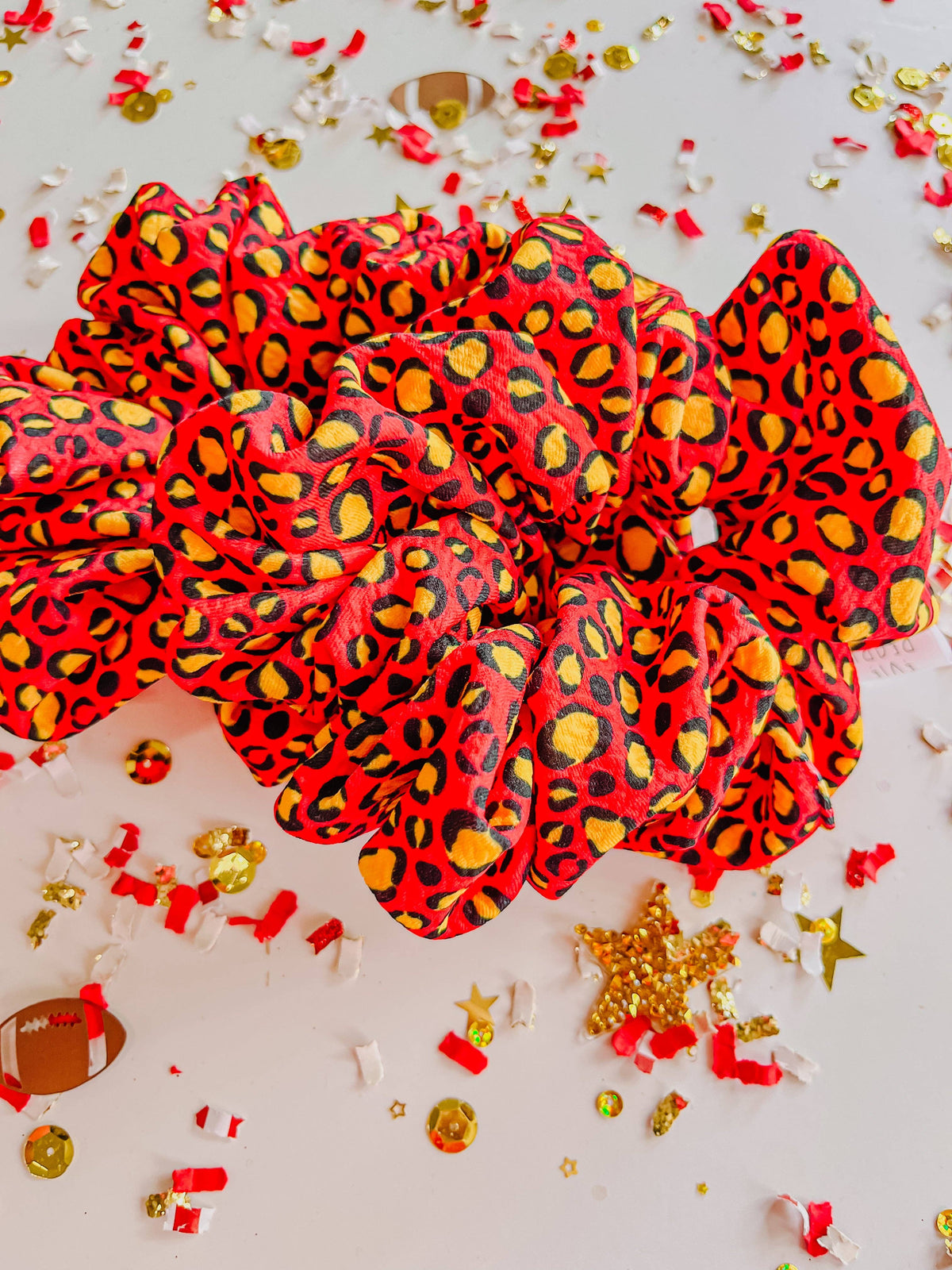KC Red Gold Leopard Oversized Scrunchy