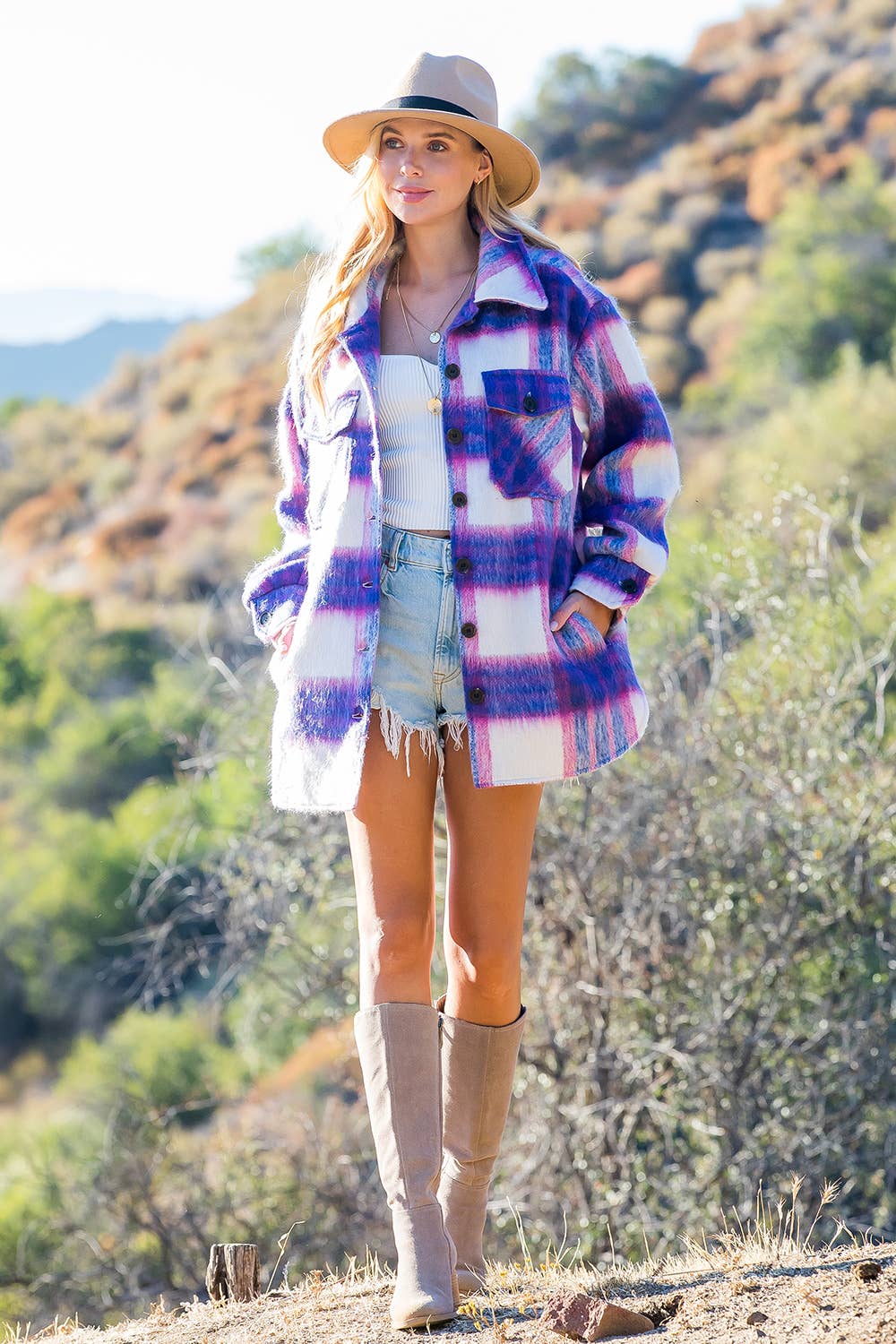 BRUSHED FLANNEL PLAID SHACKET