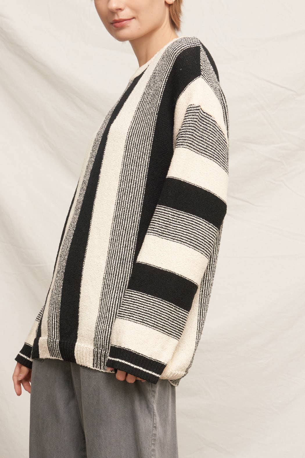Striped Crew Neck Knit Sweater