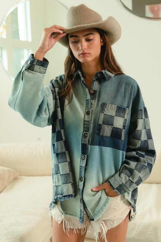 Denim Checker Shacket