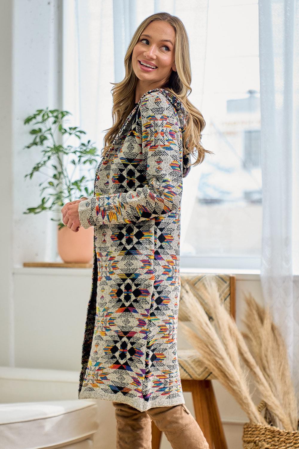 Aztec Print Colorful Cardigan/Duster