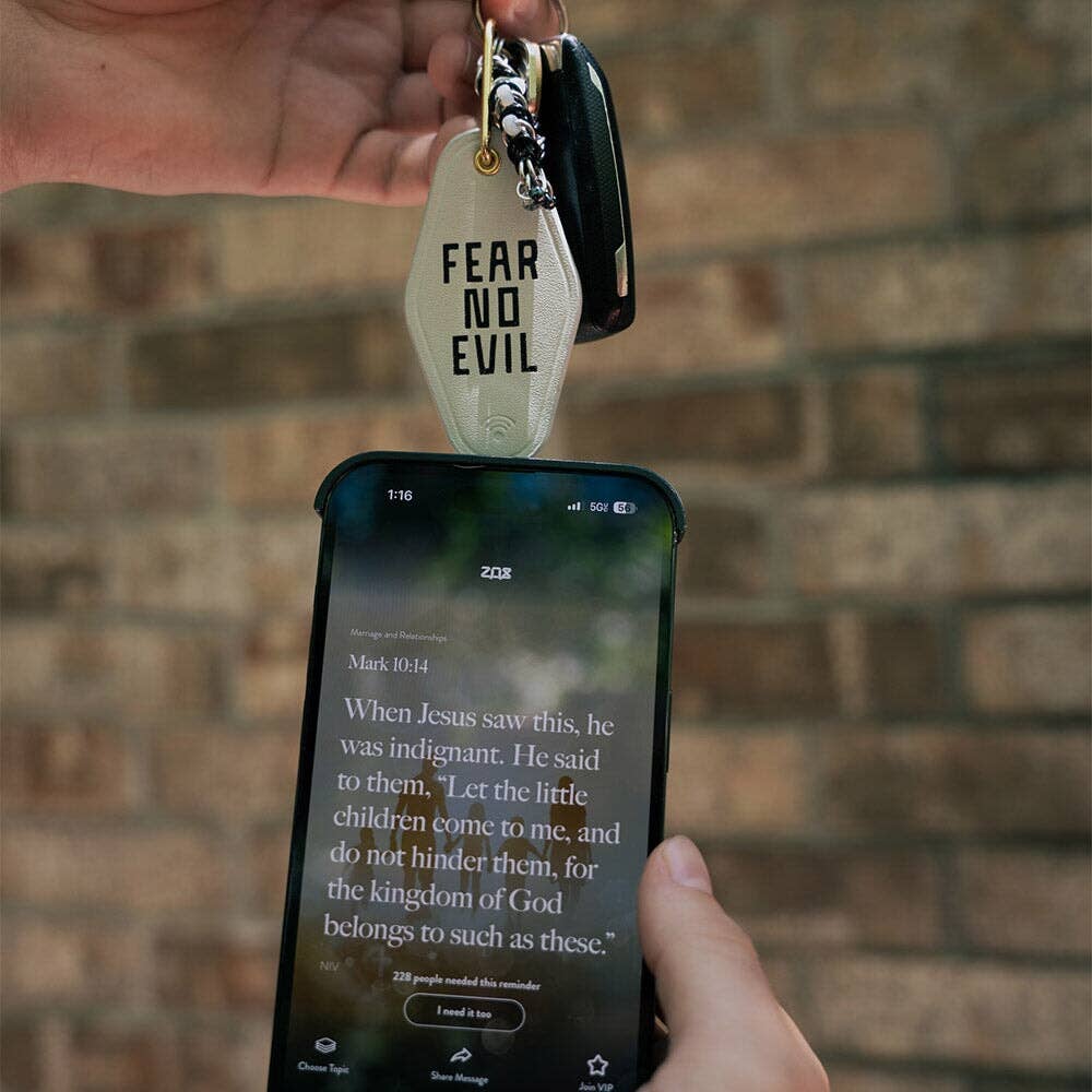 Fear No Evil Bible Verse Leather Motel Keychain