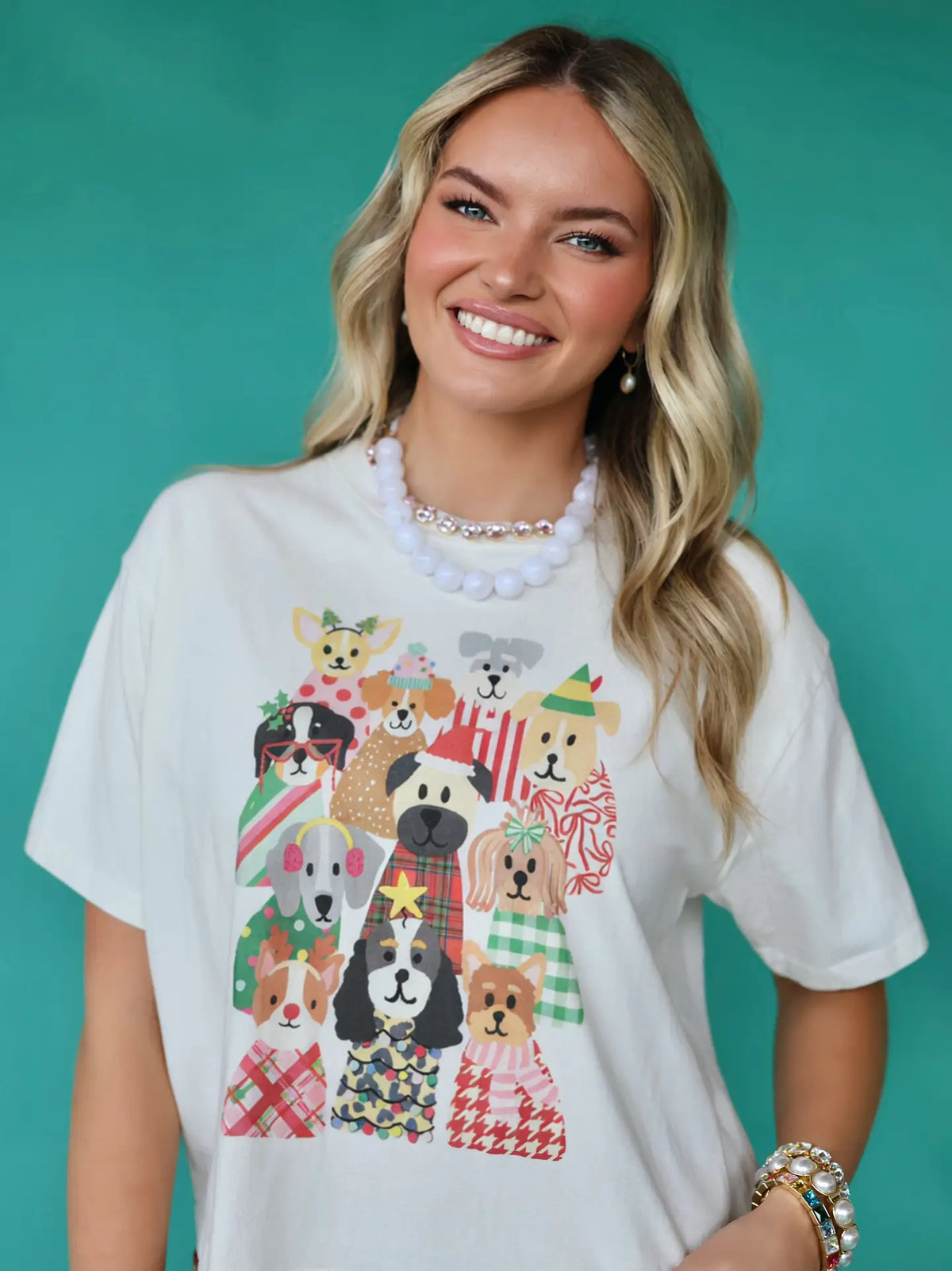 Festive Sweater Pups Crop Tee