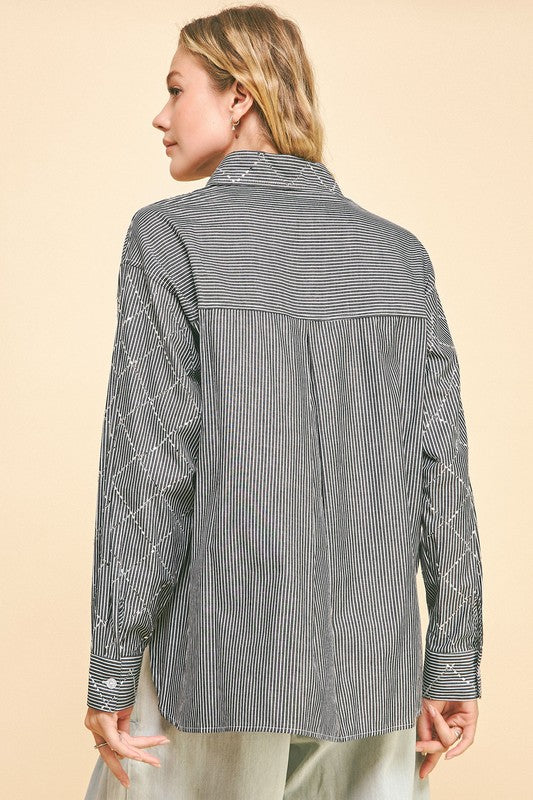 Striped Long Sleeve Bling Shirt