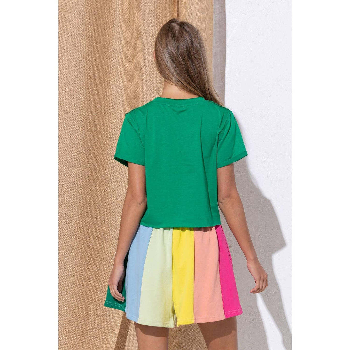 Pastel Palette Color Block Stripe Shorts