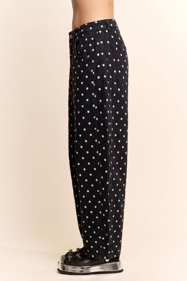 High-Waist Polka Dot Barrel Pants (2 colors)