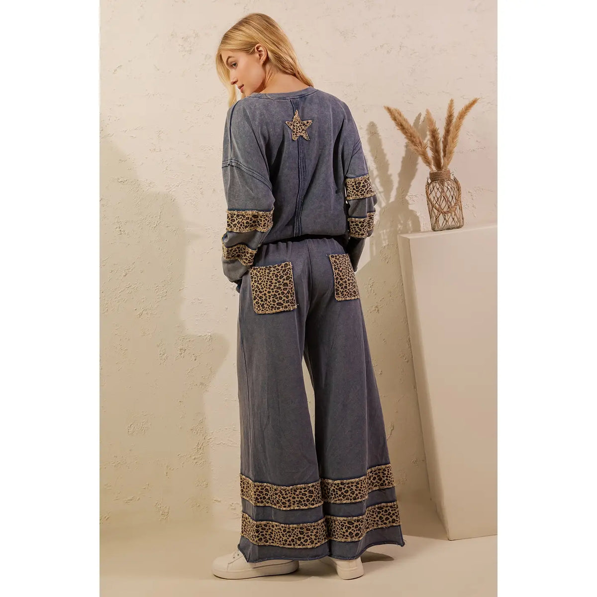 Leopard Star Mineral Wash Lounge Top