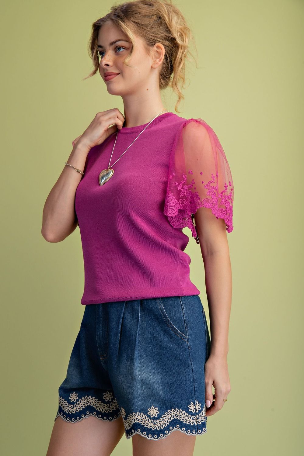 Office Butterfly Embroidery Top
