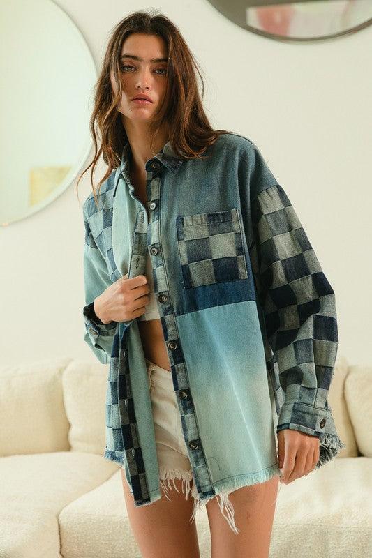 Denim Checker Shacket