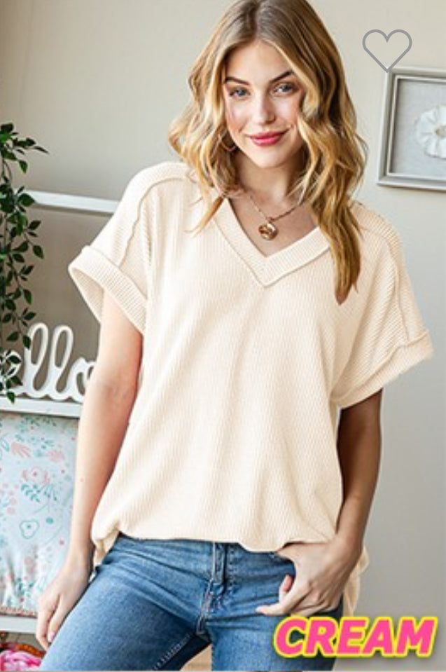 Ribbed Vneck (4 colors)