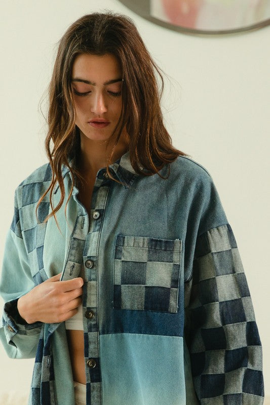 Denim Checker Shacket