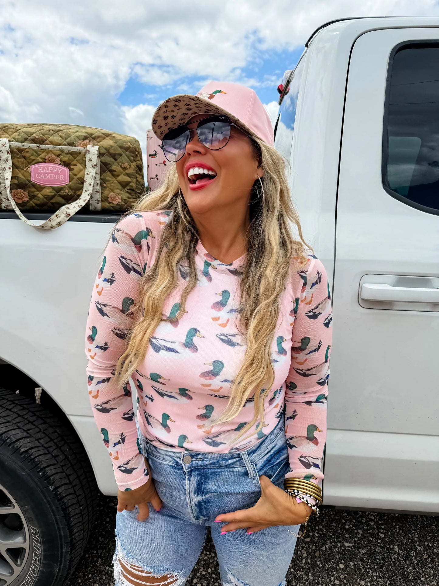 Pink Duck Mesh Top