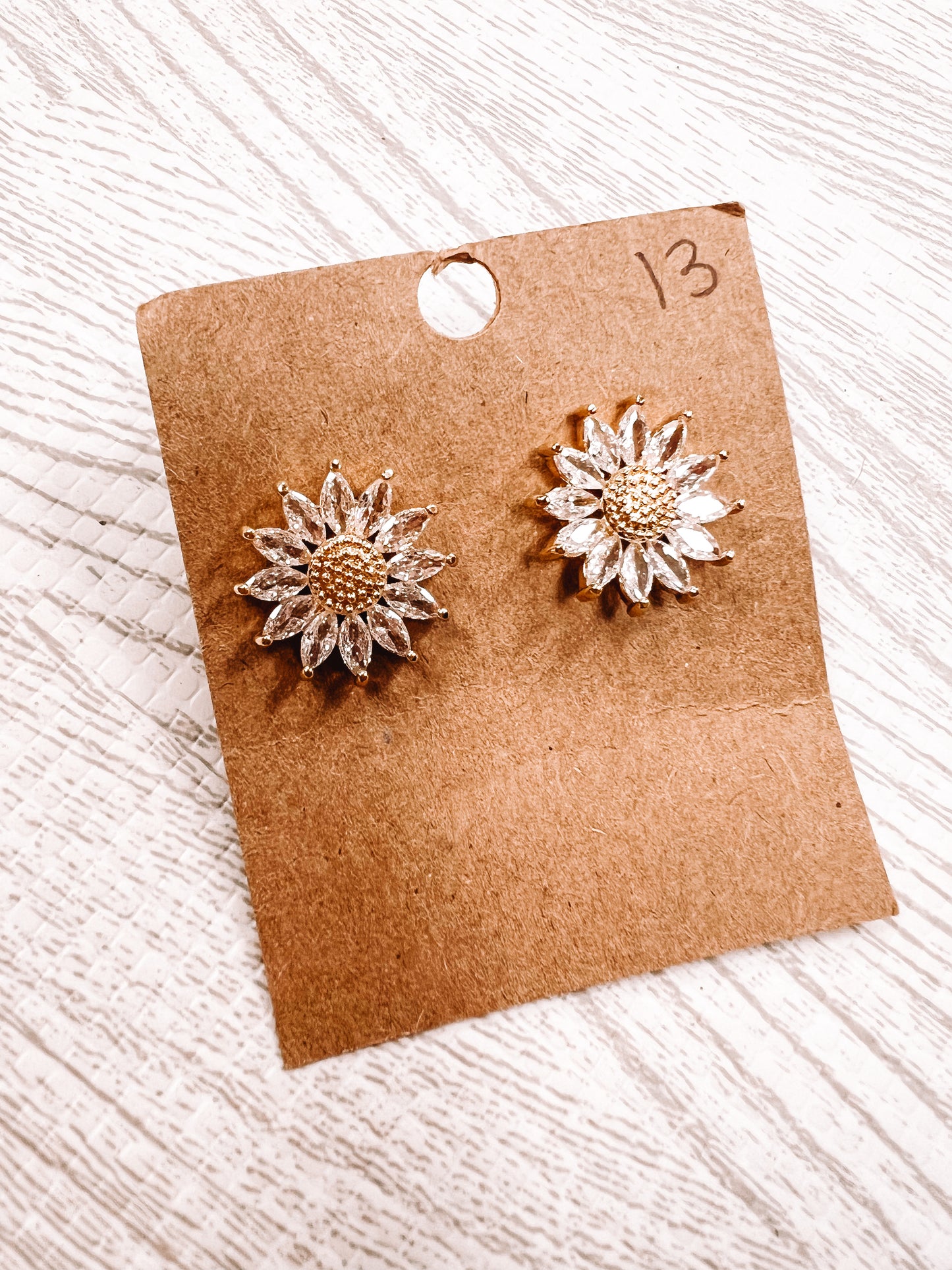 Sunflower Diamond Stud Earrings