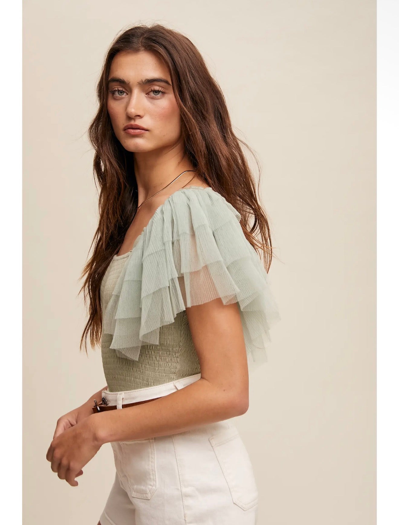 Layered Ruffle Sleeve Smocked Bodysuit