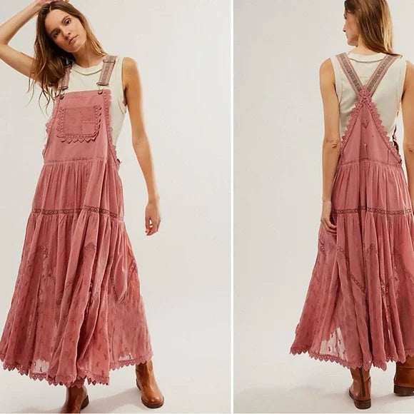 Dusty Rose Overall Dress