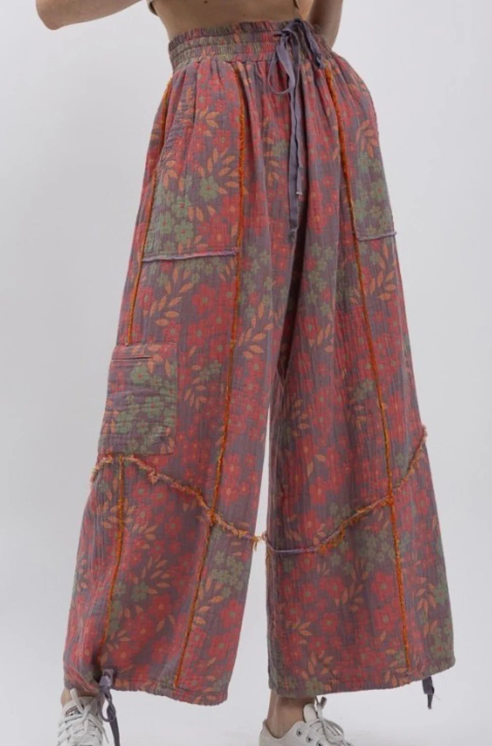 Floral Purple Elastic Harem Pant