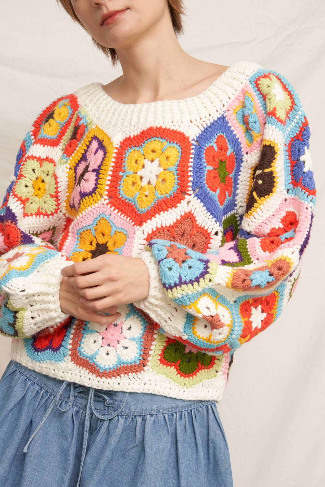Chunky Oversized Granny Squared Crochet Sweater