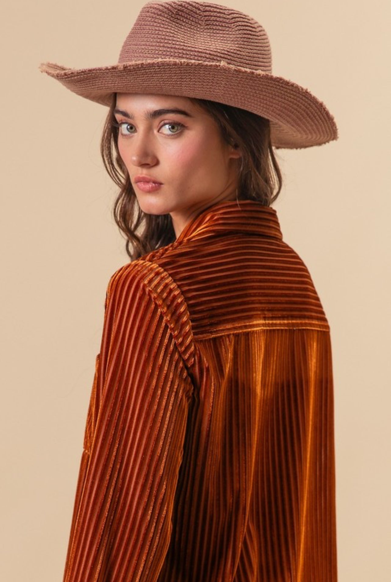 Ribbed Velvet Rust Blouse