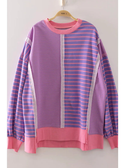 Mixed Stripe Contrast Sweatshirt