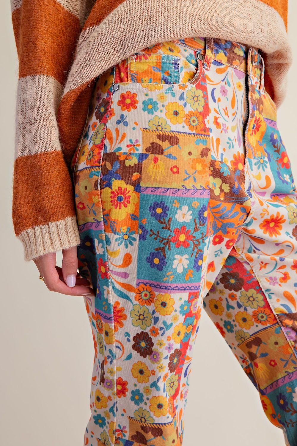Flower Power Corduroy Flare Jeans