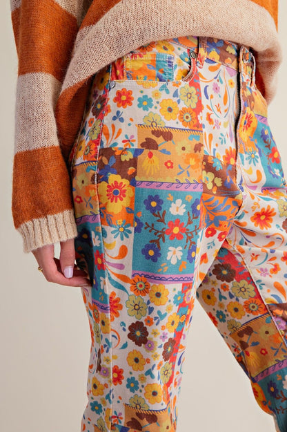 Flower Power Corduroy Flare Jeans