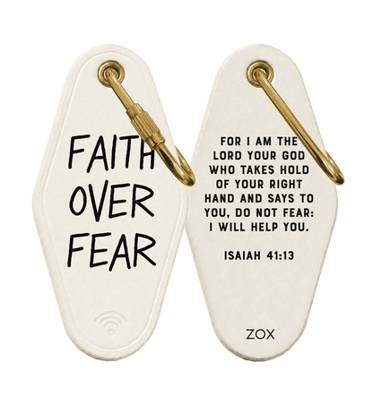 Faith Over Fear Bible Verse Leather Motel Keychain