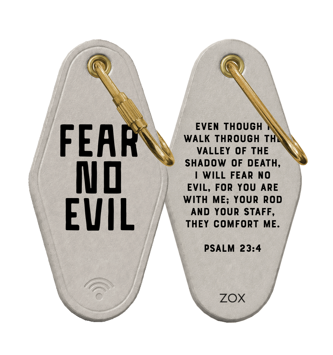 Fear No Evil Bible Verse Leather Motel Keychain