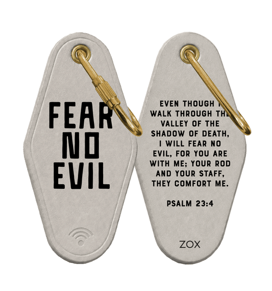 Fear No Evil Bible Verse Leather Motel Keychain