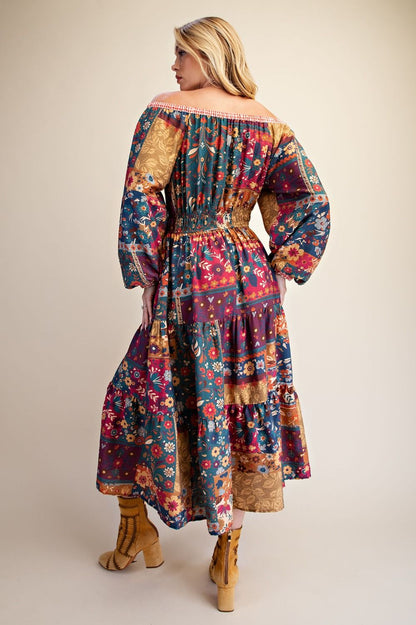 Autumn Mosaic Maxi Dress