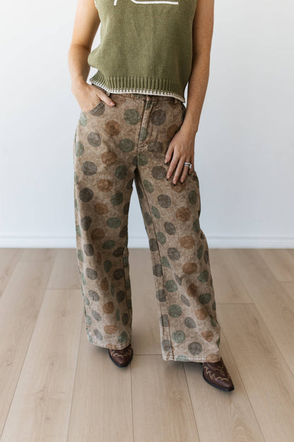 Vintage Olive Polka Dot Pants