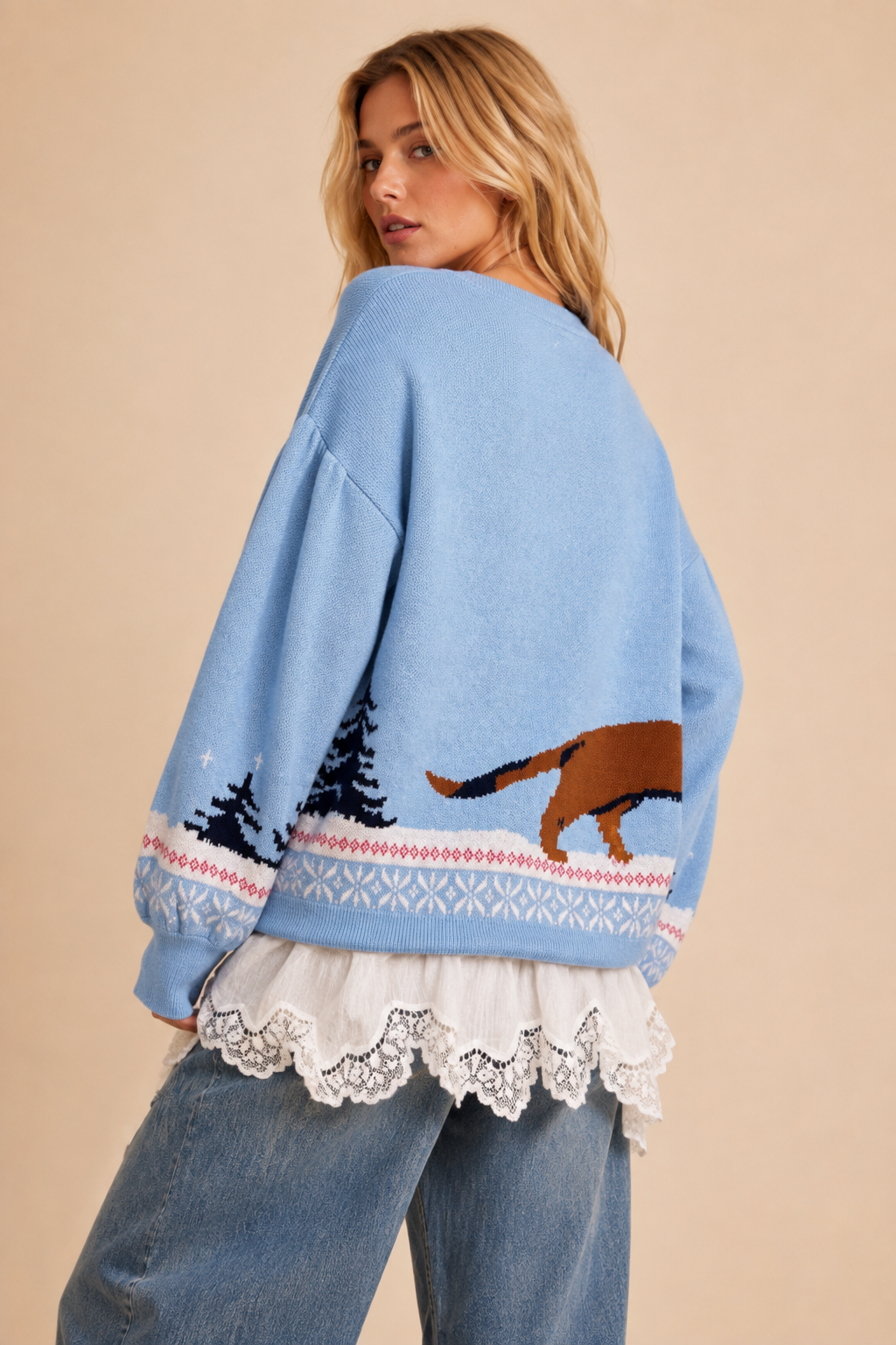 Dachshing Through The Snow Holiday Knit Sweater