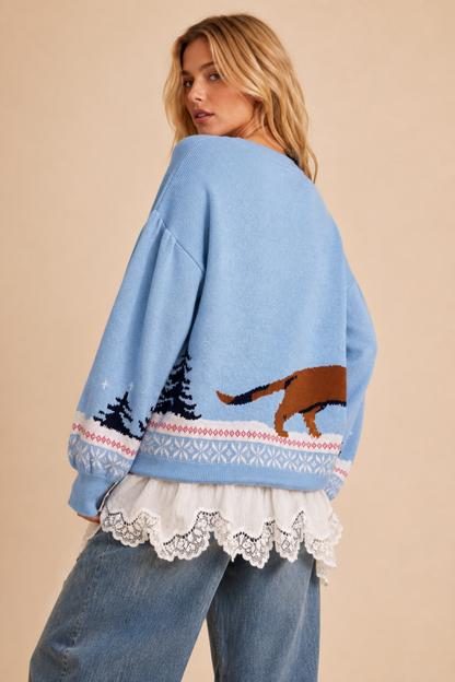 Dachshing Through The Snow Holiday Knit Sweater