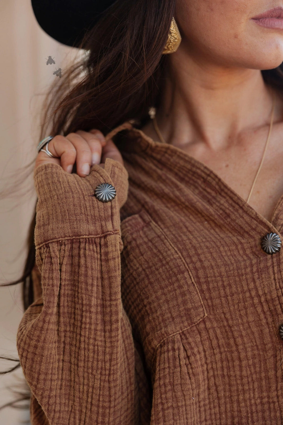 Whiskey and Honey Button-Up Top