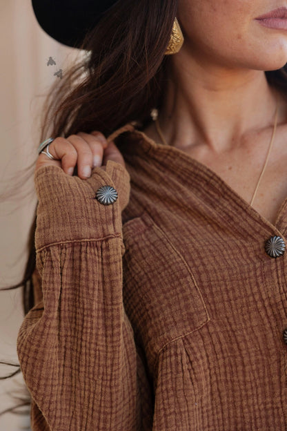 Whiskey and Honey Button-Up Top