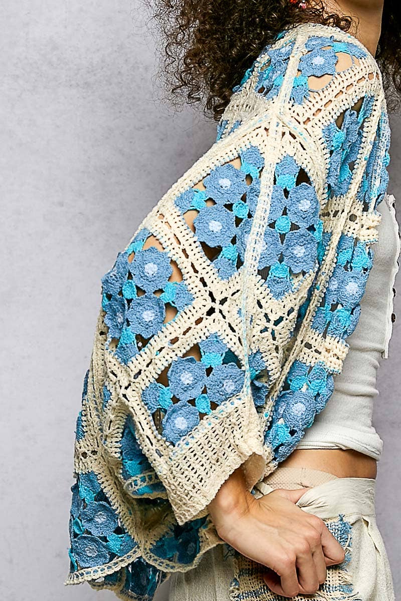 Blooming in Blueberry Crochet Cardigan