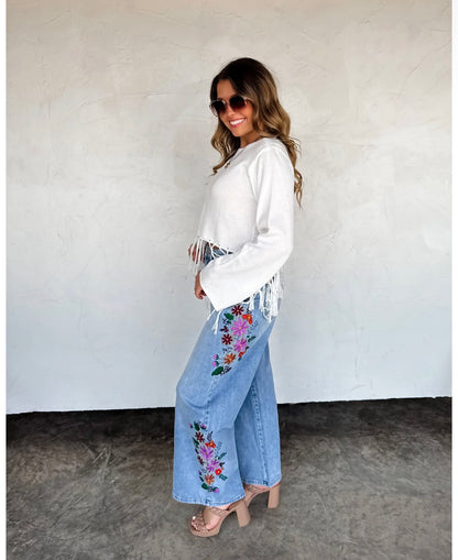 Evie Floral Embroidered Jeans