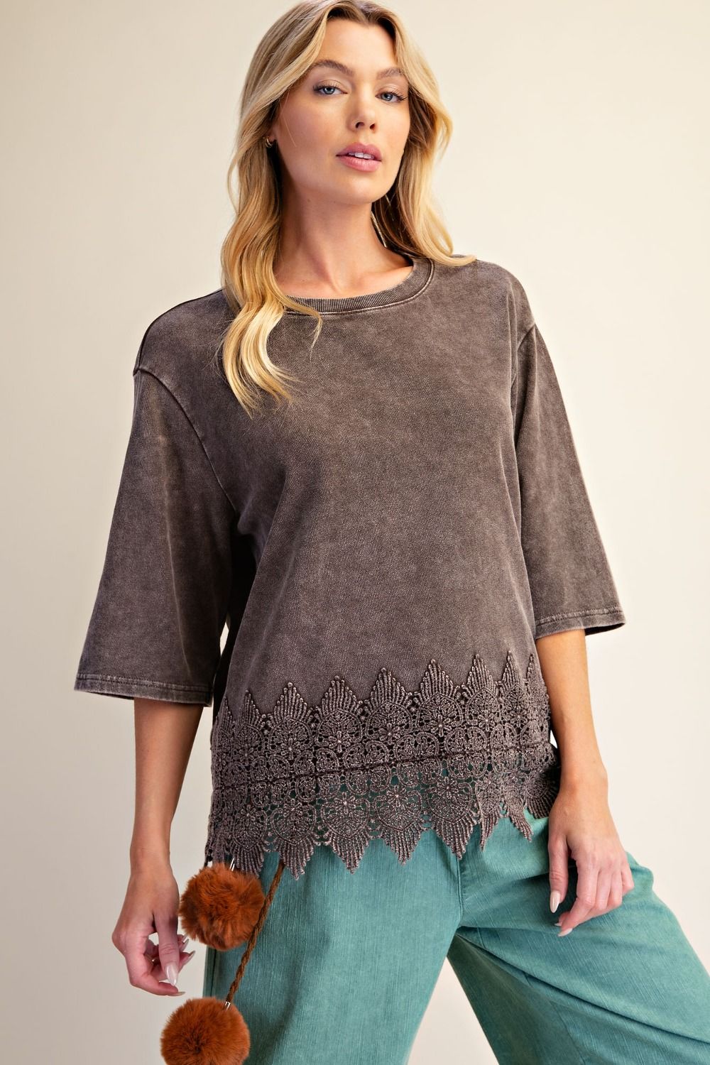 Elegant Espresso Lace Top