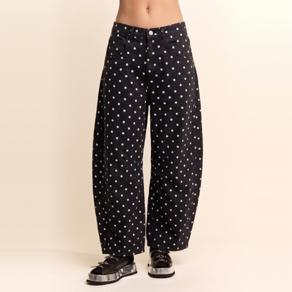 High-Waist Polka Dot Barrel Pants (2 colors)