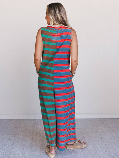 Cruise Lines Jumpsuit - Teal Brown