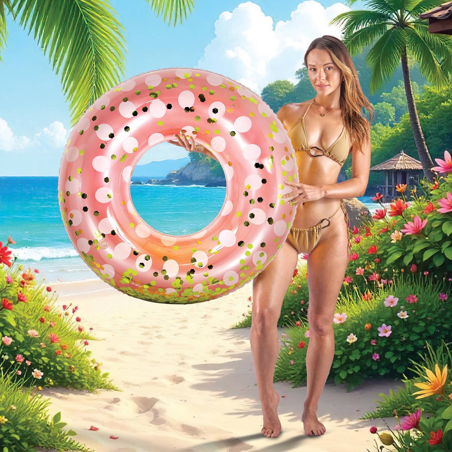 36 Inch Polka Dot Tube - Rose Gold