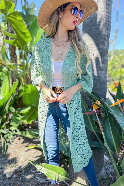 Wild Sage Crochet Kimono