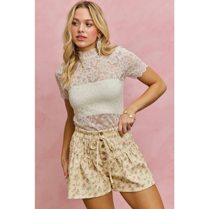 Floral Sheer Short Sleeve Top