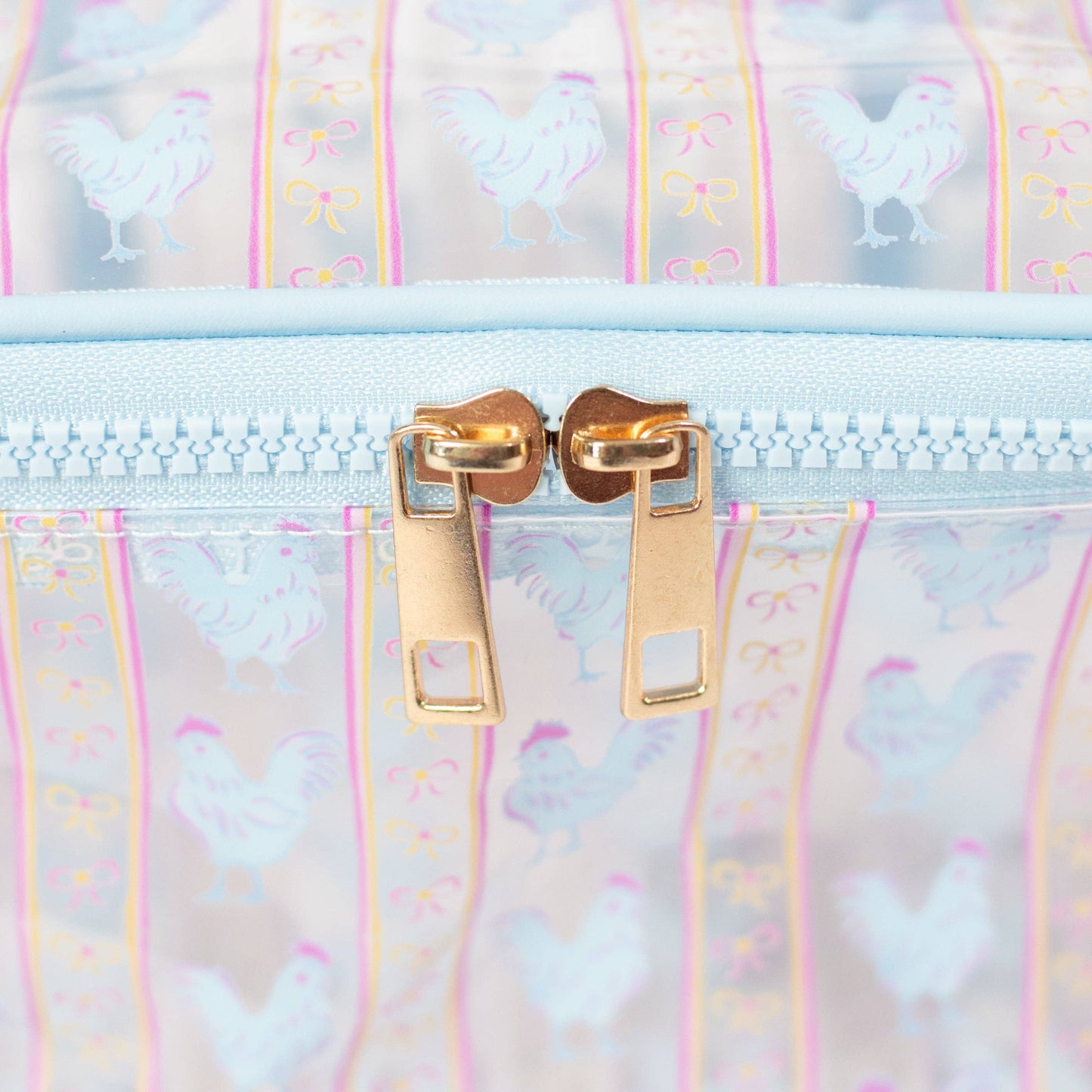 Chickens & Bows Clear Cosmetic Bag -Large