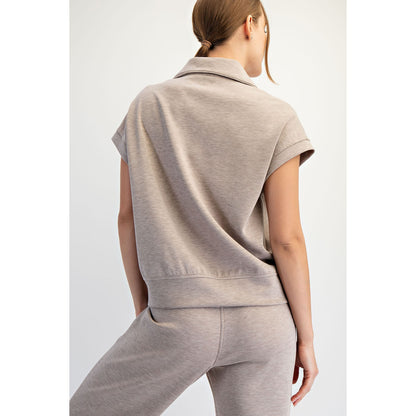 Modal Scuba Quarter Zip Short Sleeve Top