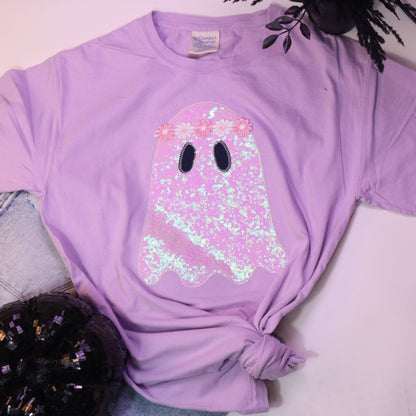 Groovy Ghost Embroidered Sequin Tee