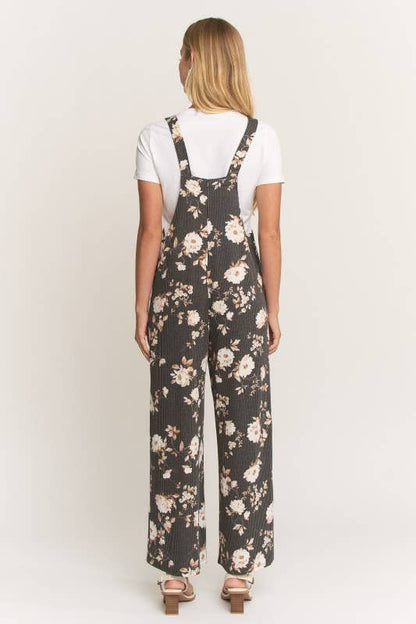 Sleeveless Floral Urban Ribbed Jumpsuits