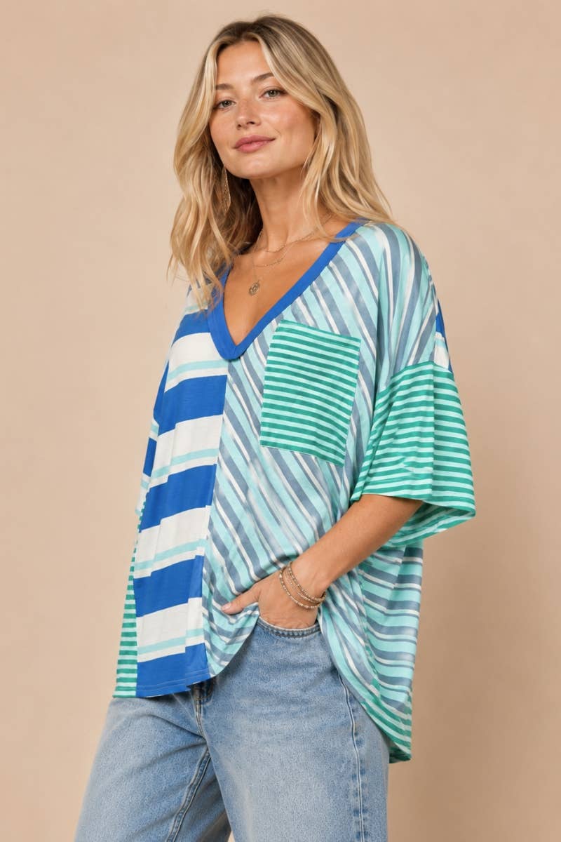 Luxe Striped V-Neck Shirt