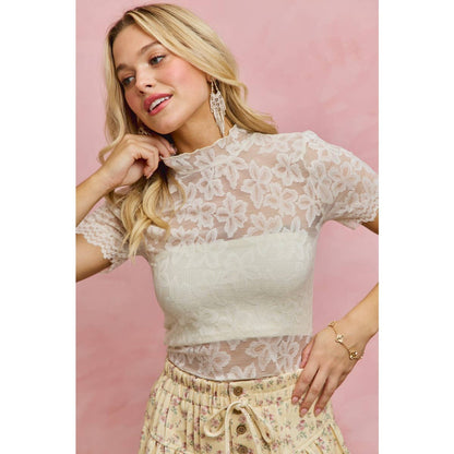 Floral Sheer Short Sleeve Top