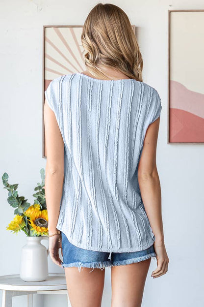 Lightweight Striped Textured Blouse
