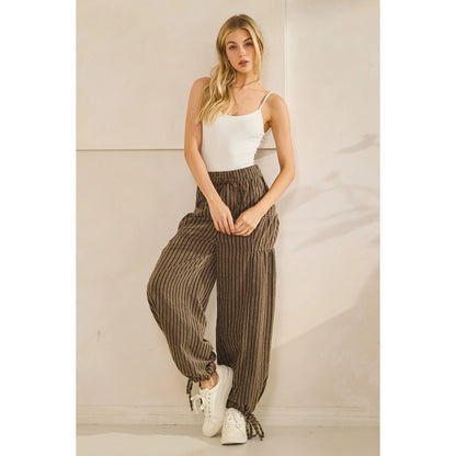 Drawstring Pants Stripe Cargo Pants